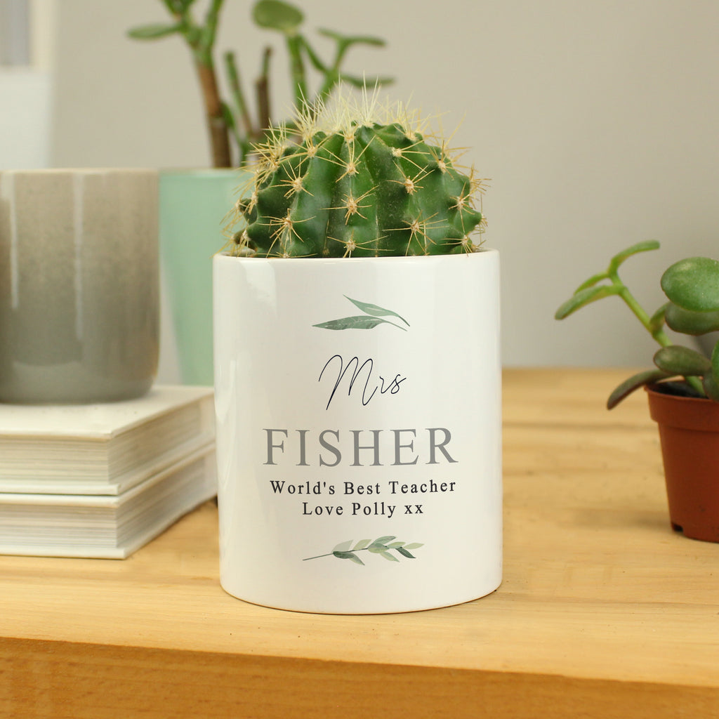 Personalised Free Text Botanical Ceramic Storage Pot - Buy Storage at GiftMasters.co.uk