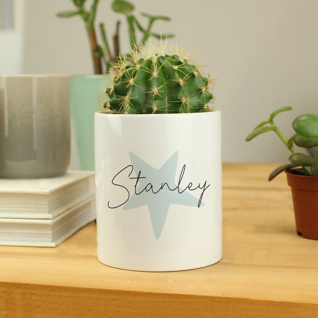 Personalised Blue Star Ceramic Storage Pot - Buy Storage at GiftMasters.co.uk