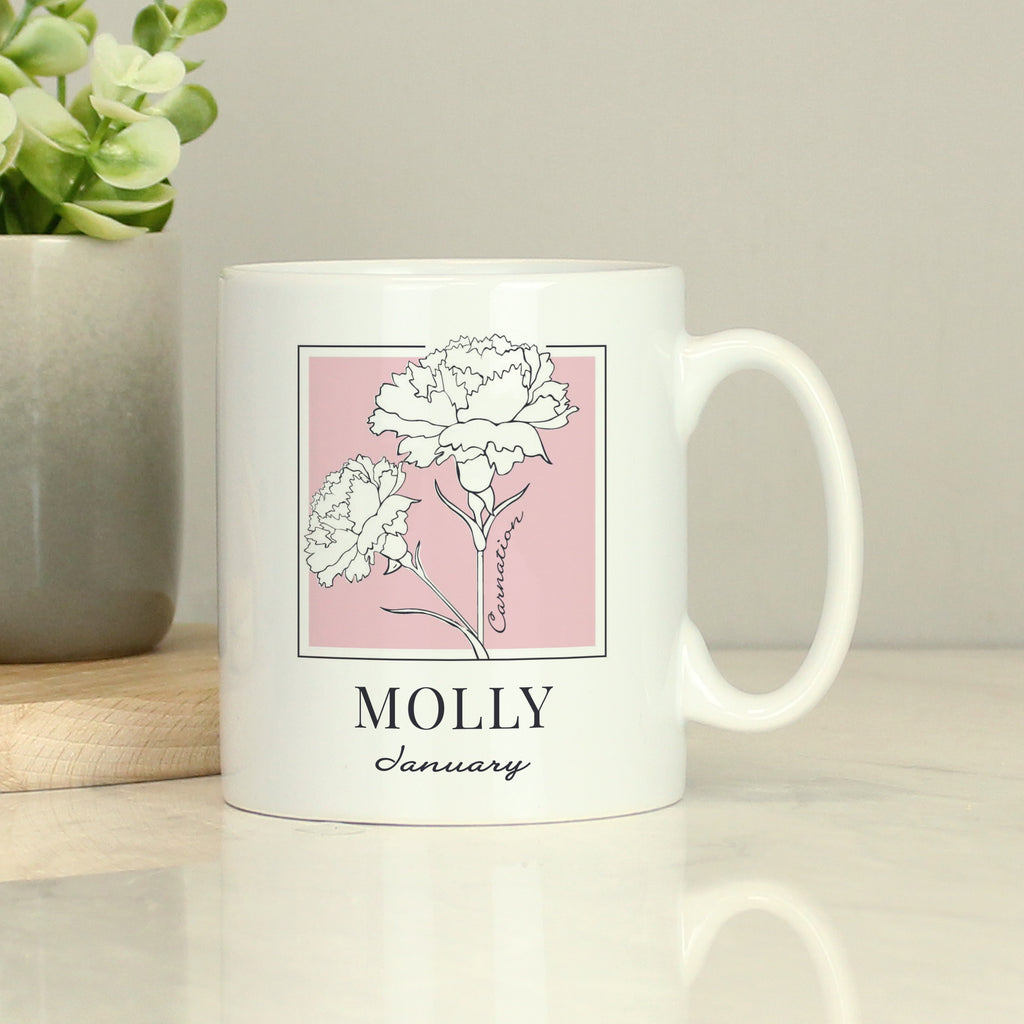 Personalised Birth Flower Mug - Buy Mugs at GiftMasters.co.uk