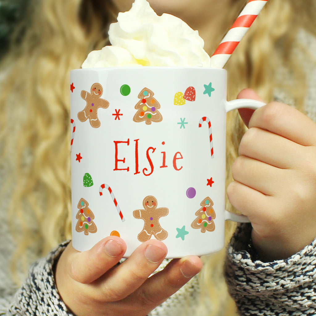 Personalised Gingerbread Pattern Plastic Mug - Buy Mugs at GiftMasters.co.uk