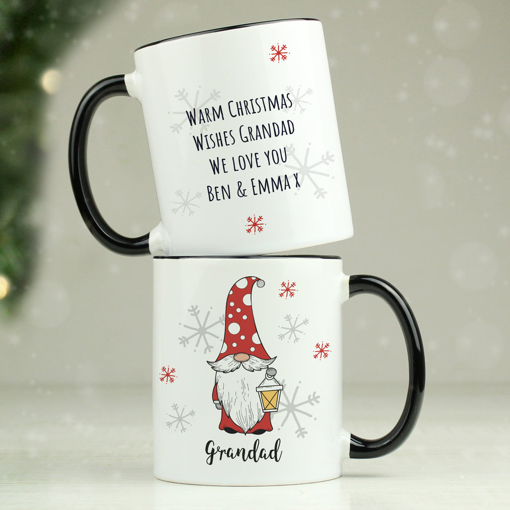 Personalised Gonk Family Black Handled Christmas Mug - Male - Buy Mugs at GiftMasters.co.uk