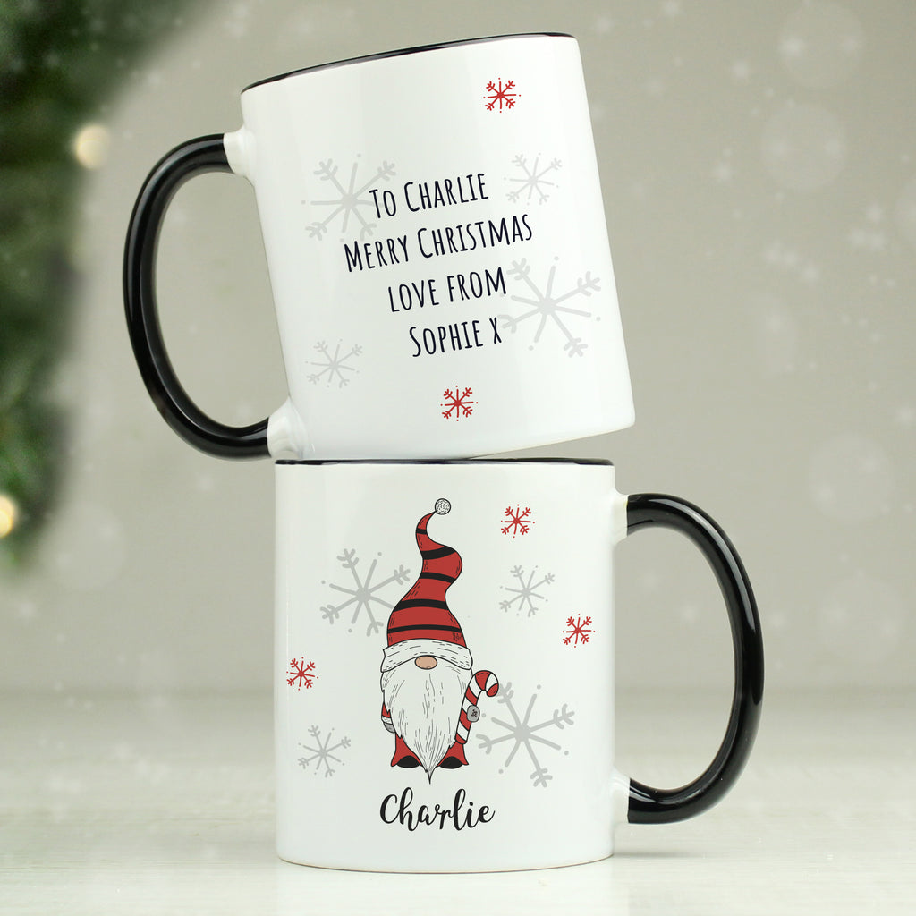 Personalised Gonk Family Black Handled Christmas Mug - Boy - Buy Mugs at GiftMasters.co.uk