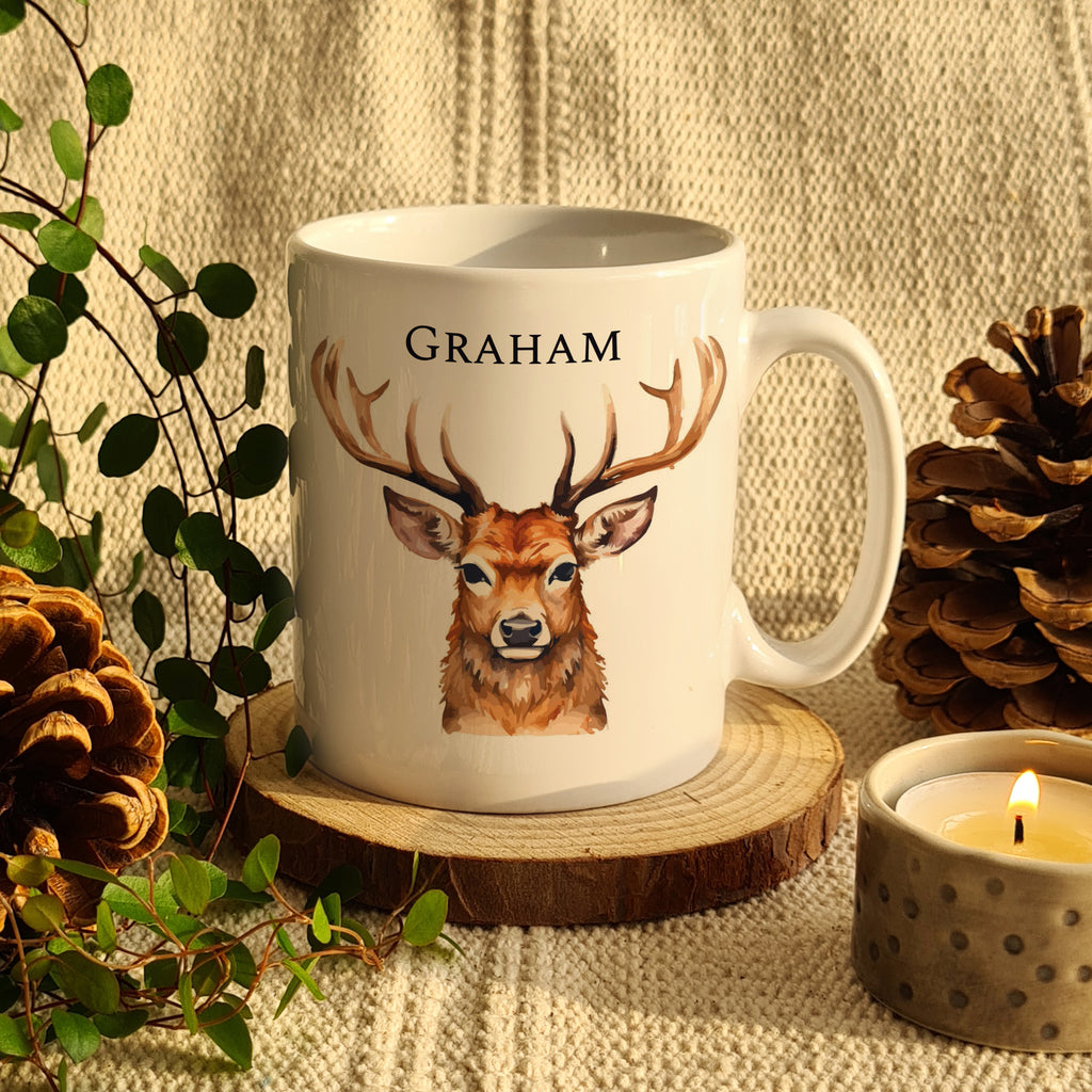 Personalised Watercolour Stag Mug - Buy Mugs at GiftMasters.co.uk
