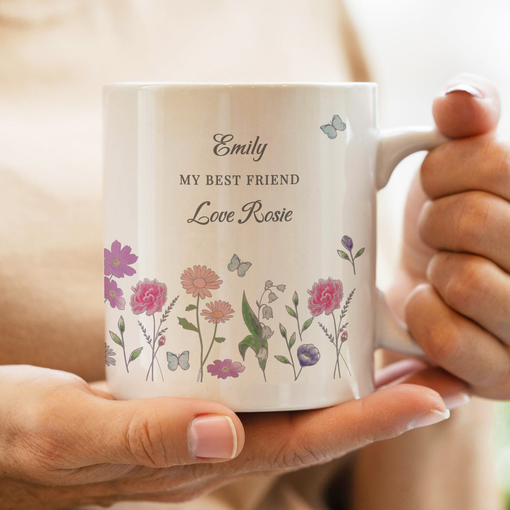 Personalised Wild Flowers Mug - Buy Mugs at GiftMasters.co.uk