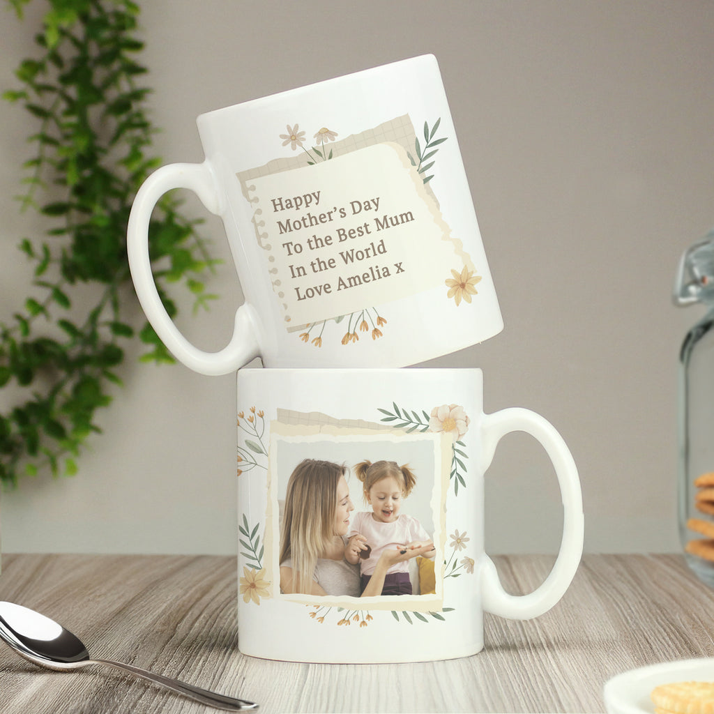 Personalised Wild Flowers Photo Upload Mug - Buy Mugs at GiftMasters.co.uk