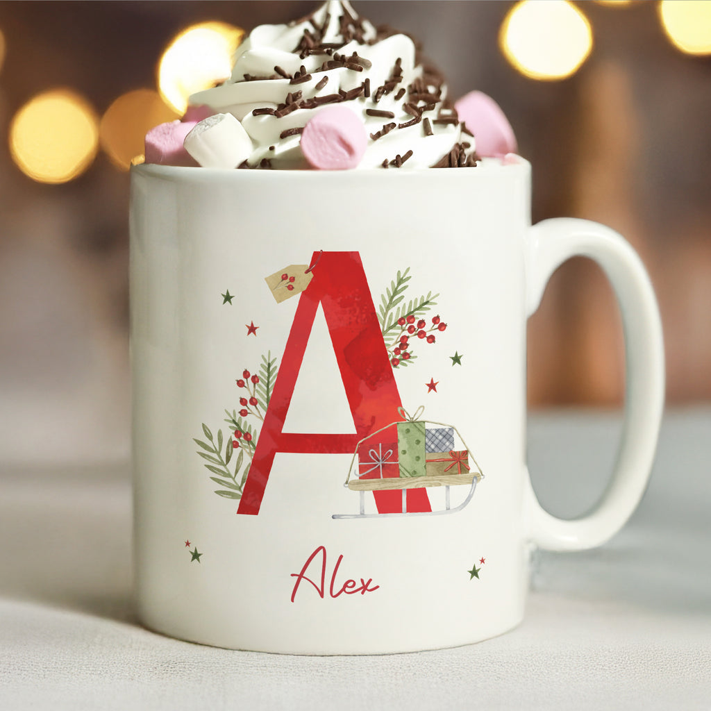 Personalised Christmas Initial Mug - Buy Mugs at GiftMasters.co.uk