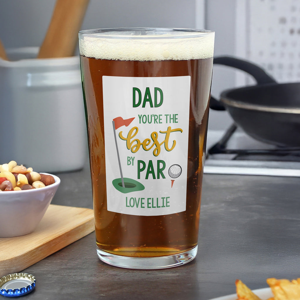 Personalised Best By Par Printed Beer Glass - Buy Glasses & Barware at GiftMasters.co.uk