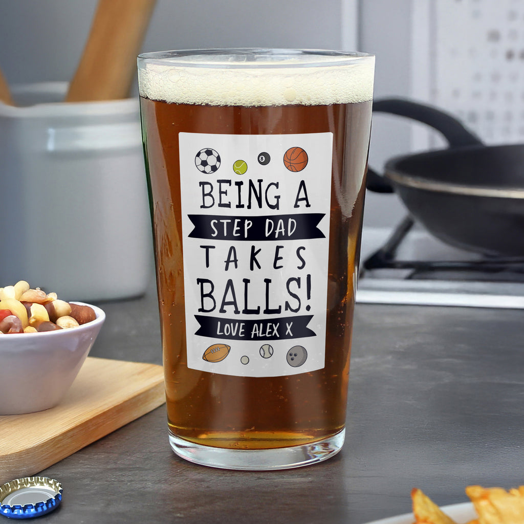 Personalised It Takes Balls Printed Beer Glass - Buy Glasses & Barware at GiftMasters.co.uk