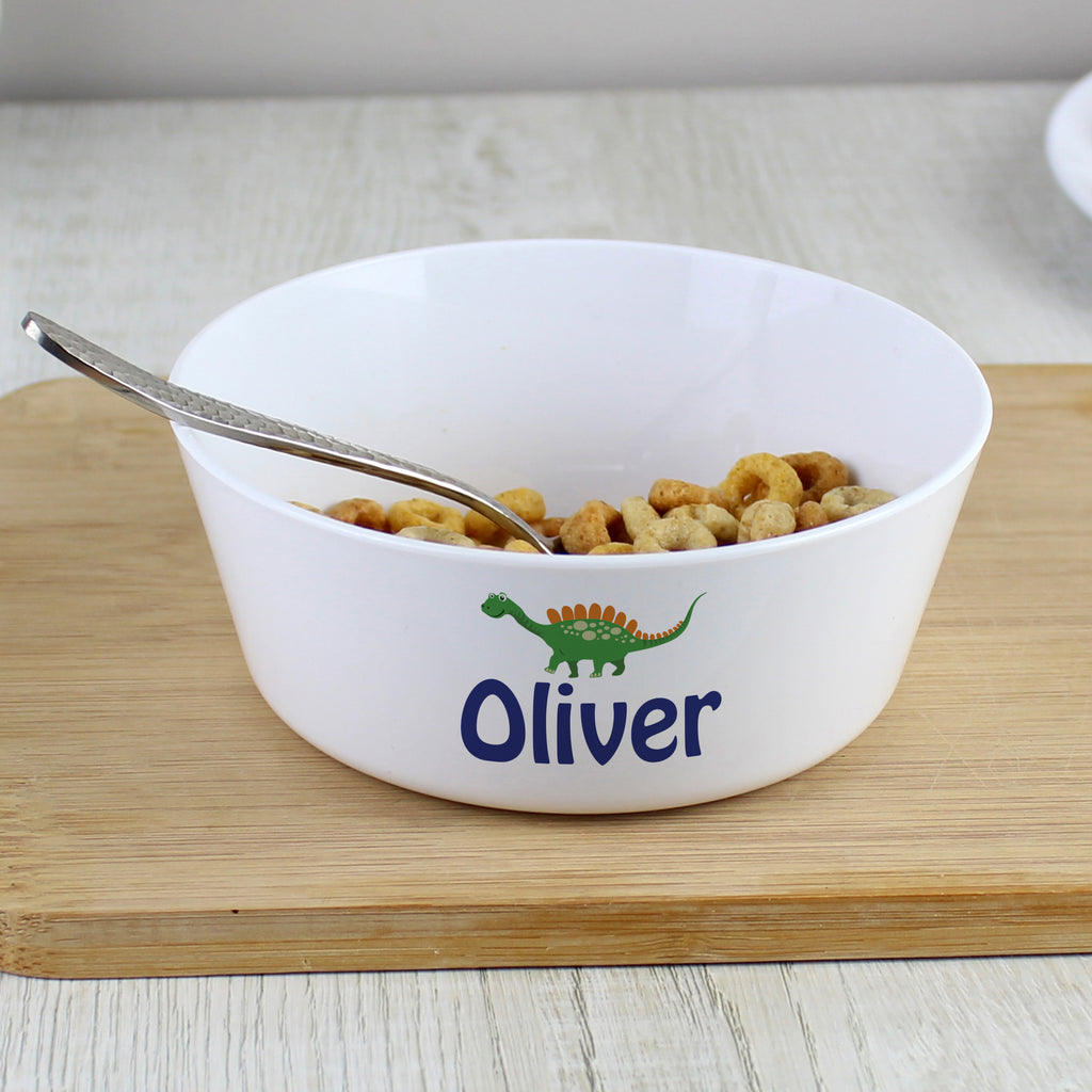 Personalised Dinosaur Plastic Bowl - Buy Mealtime Essentials at GiftMasters.co.uk