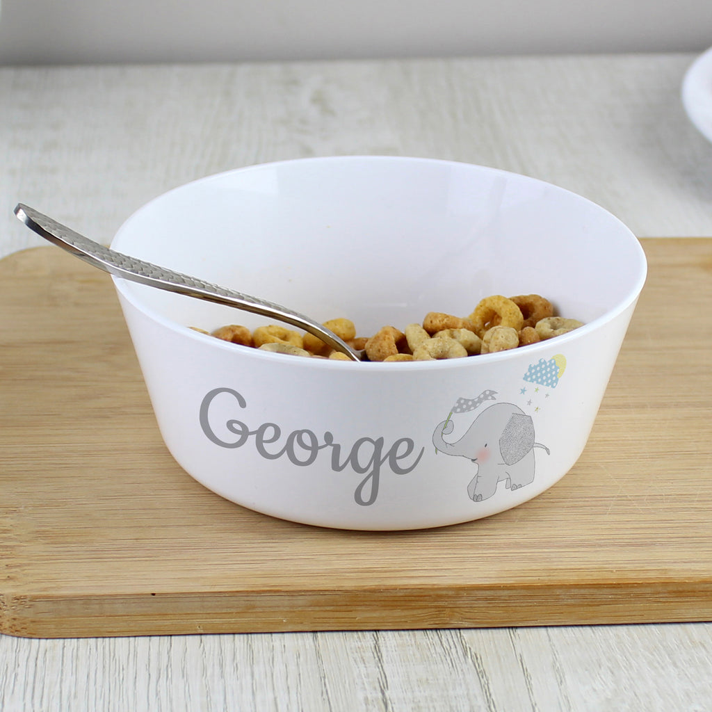 Personalised Hessian Elephant Plastic Bowl - Buy Mealtime Essentials at GiftMasters.co.uk