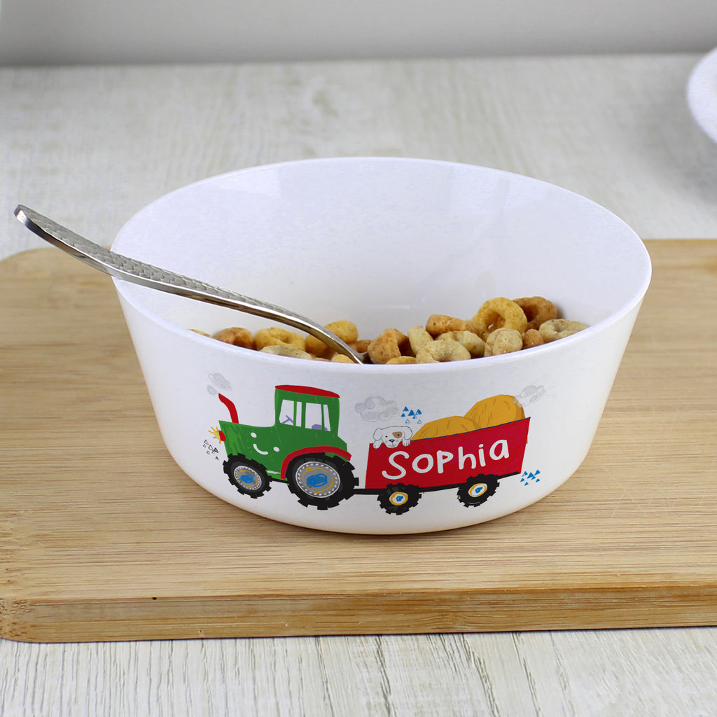 Personalised Tractor Plastic Bowl - Buy Mealtime Essentials at GiftMasters.co.uk