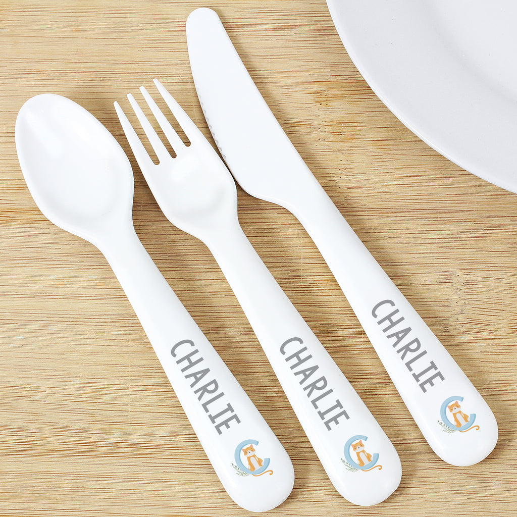 Personalised Animal Alphabet Plastic Cutlery - Buy Mealtime Essentials at GiftMasters.co.uk