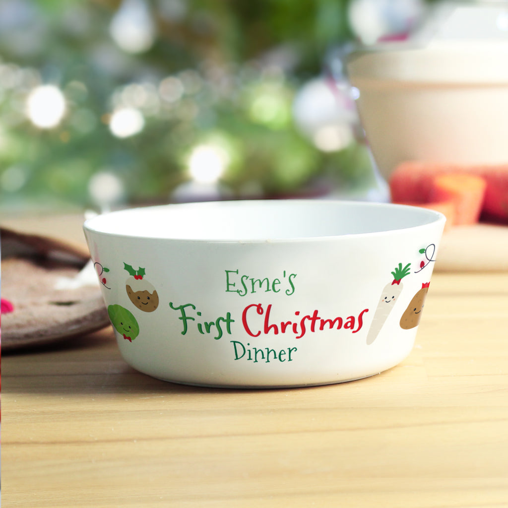 Personalised 1st Christmas Dinner Plastic Bowl - Buy Mealtime Essentials at GiftMasters.co.uk