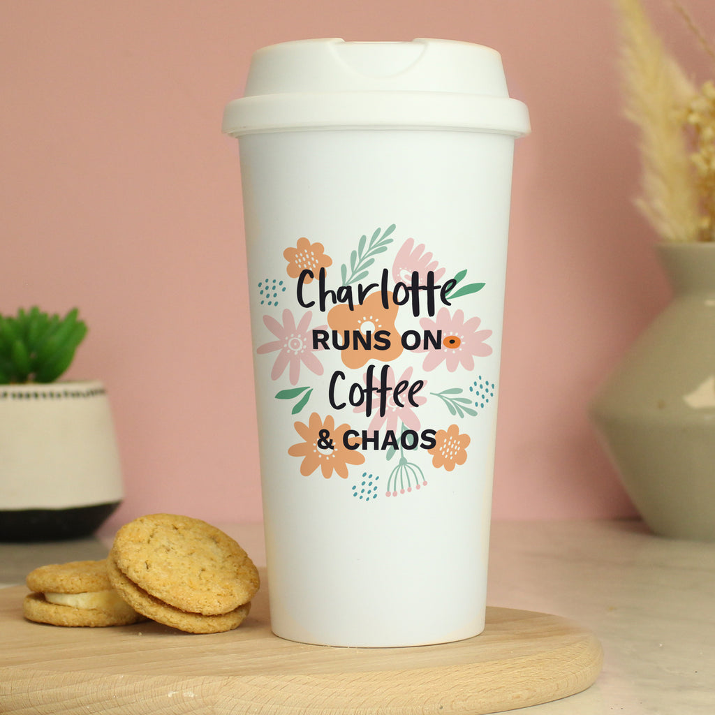 Personalised Floral Travel Mug - Buy Travel Mugs at GiftMasters.co.uk