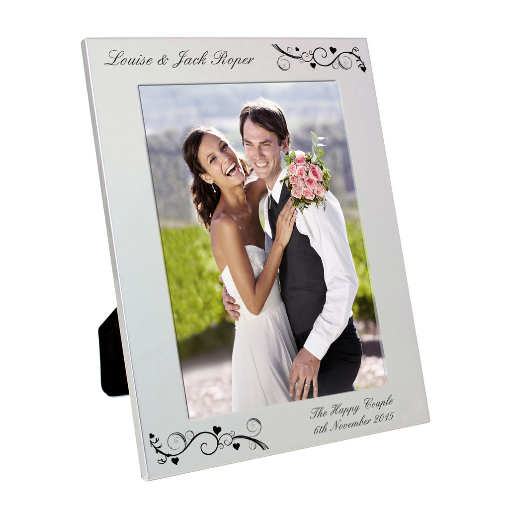 Personalised Silver 5x7 Black Swirl Photo Frame - Buy Photo Frames, Albums and Guestbooks at GiftMasters.co.uk