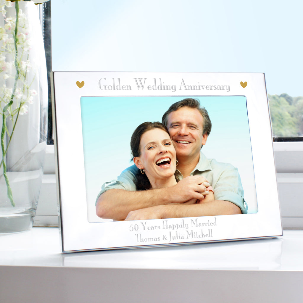 Personalised Silver 5x7 Golden Anniversary Landscape Photo Frame - Buy Photo Frames, Albums and Guestbooks at GiftMasters.co.uk