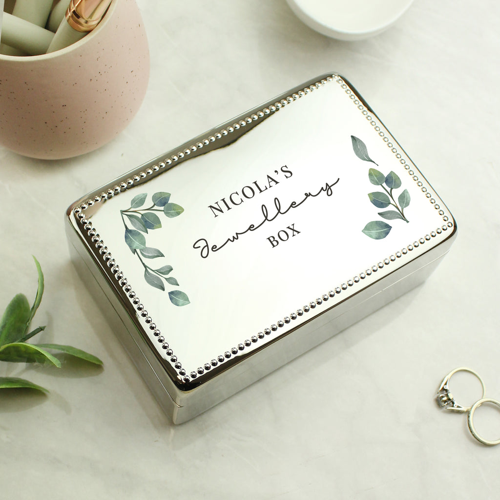 Personalised Botanical Rectangular Jewellery Box - Buy Trinket, Jewellery & Keepsake Boxes at GiftMasters.co.uk