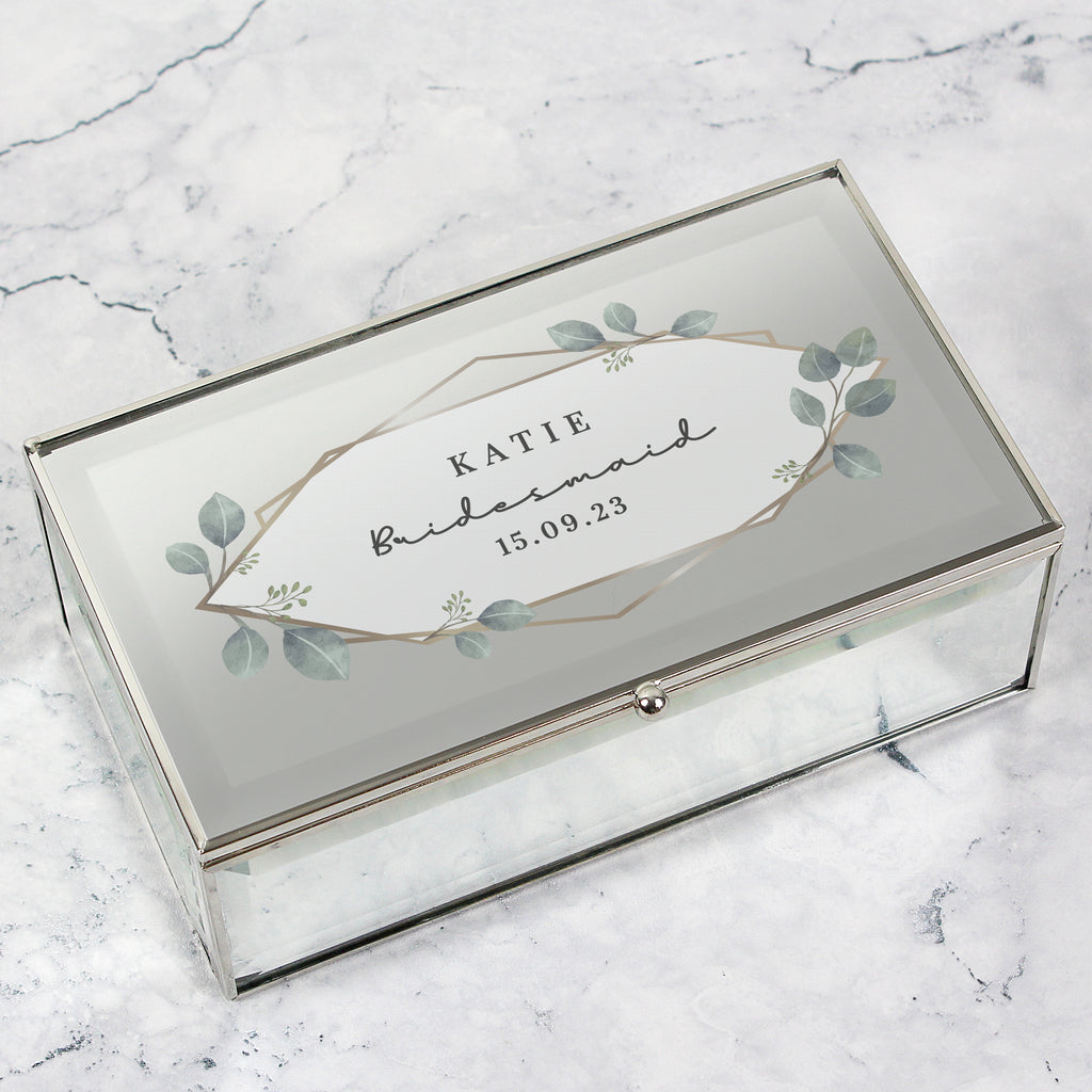 Personalised Botanical Mirrored Jewellery Box - Buy Trinket, Jewellery & Keepsake Boxes at GiftMasters.co.uk