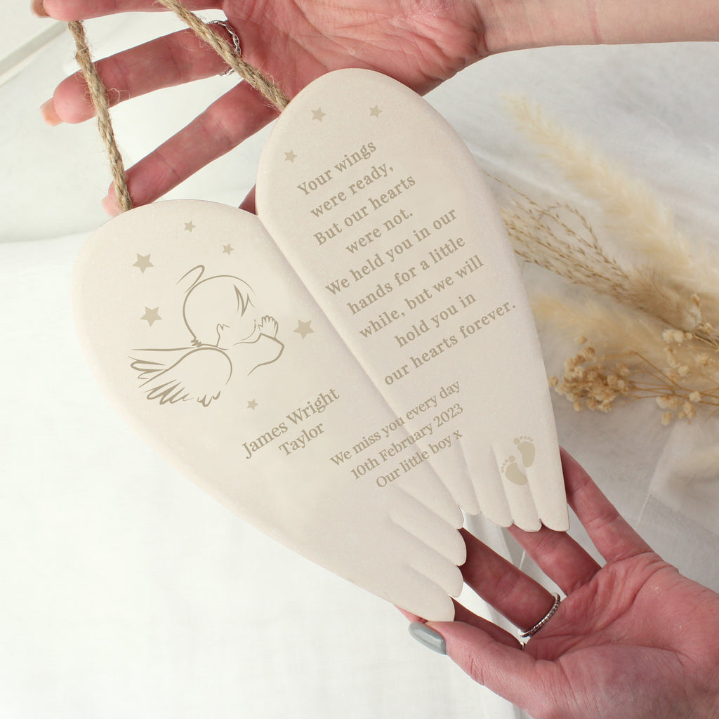 Personalised Little Angel Ceramic Wings - Buy Memorials at GiftMasters.co.uk