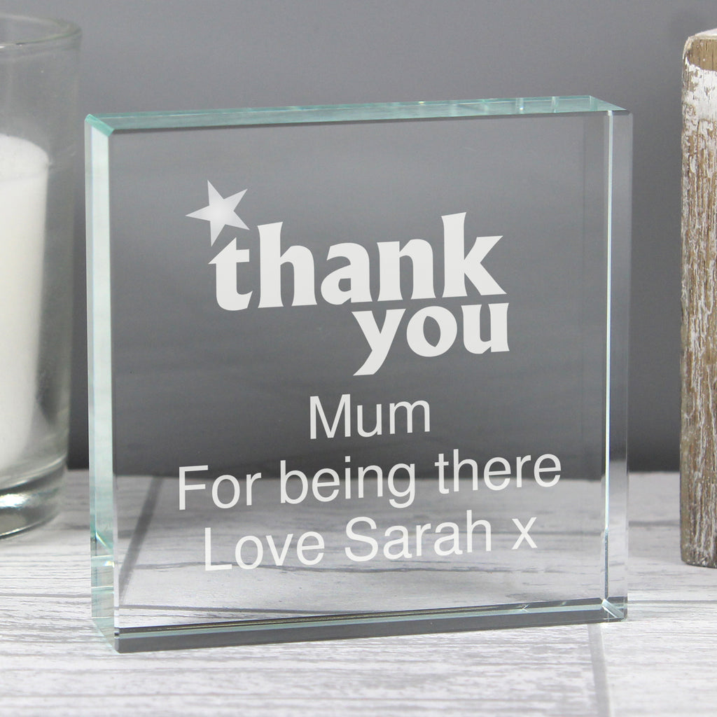 Personalised Thank you Crystal Token - Buy Ornaments at GiftMasters.co.uk