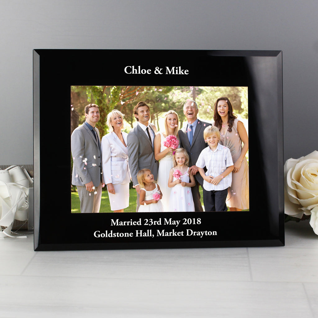 Personalised 5x7 Landscape Black Glass Photo Frame - Buy Photo Frames, Albums and Guestbooks at GiftMasters.co.uk