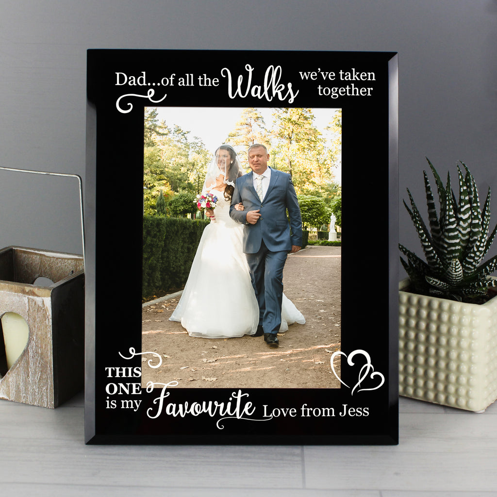 Personalised Of All the Walks... Wedding 5x7 Black Glass Photo Frame - Buy Photo Frames, Albums and Guestbooks at GiftMasters.co.uk