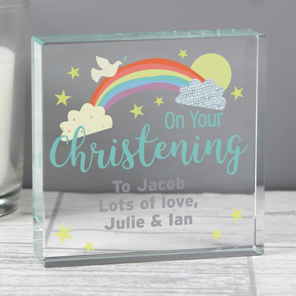 Personalised On Your Christening Crystal Token - Buy Ornaments at GiftMasters.co.uk