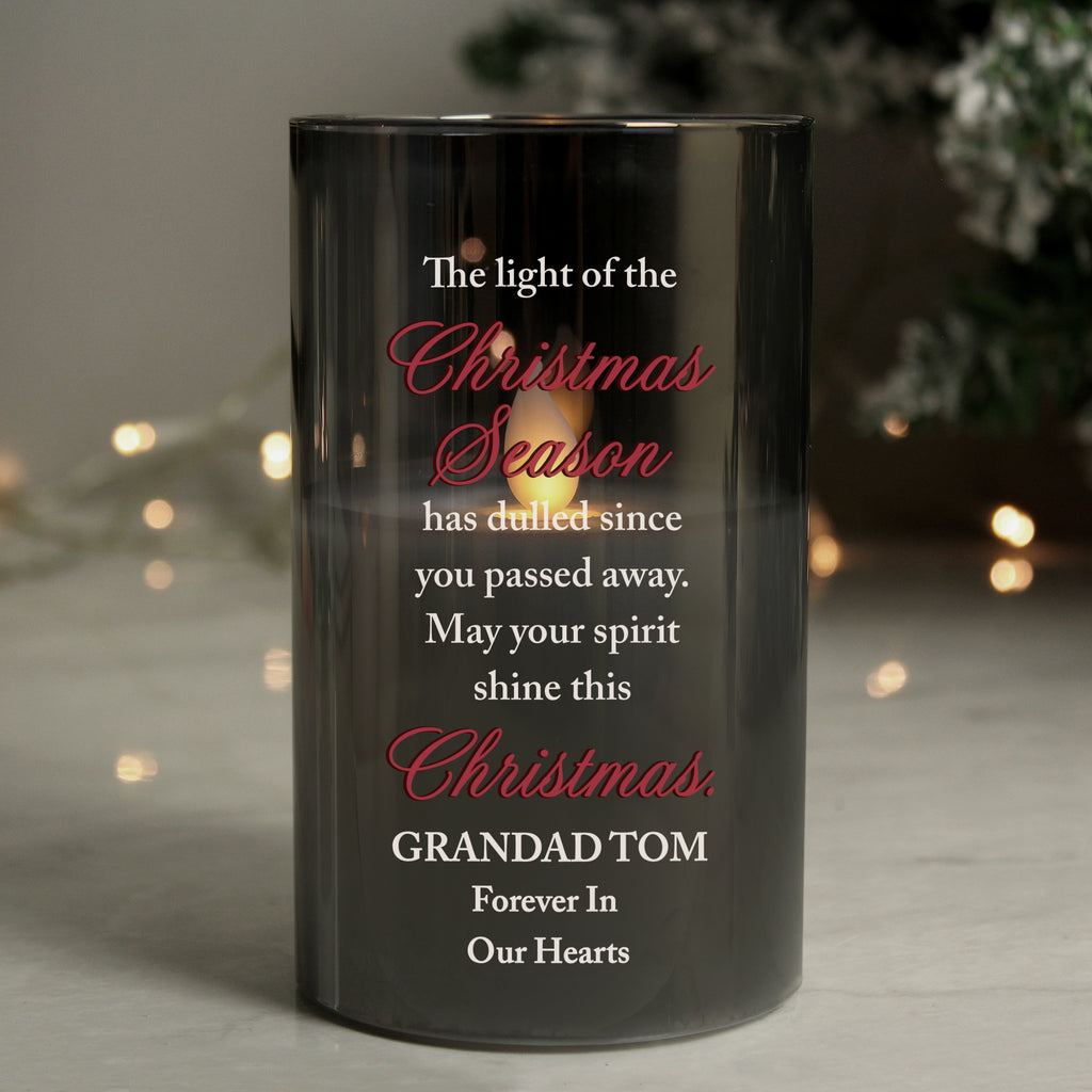 Personalised Christmas Season Memorial Smoked LED Candle - Buy LED Lights, Candles & Decorations at GiftMasters.co.uk