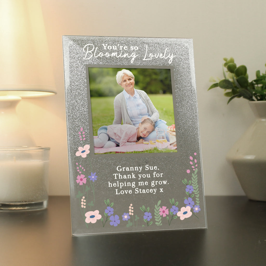 Personalised Blooming Lovely 6x4 Glitter Photo Frame - Buy Photo Frames, Albums and Guestbooks at GiftMasters.co.uk