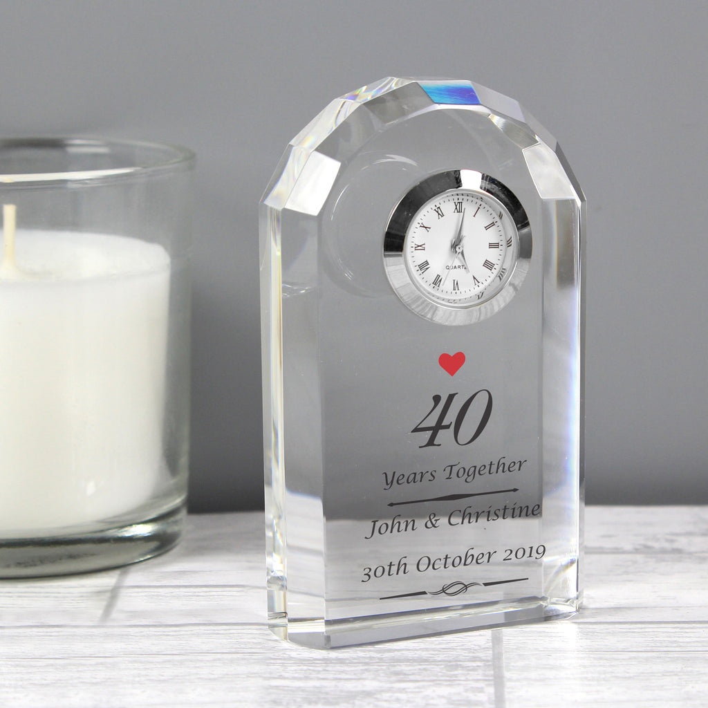 Personalised Ruby Anniversary Crystal Clock - Buy Clocks & Watches at GiftMasters.co.uk