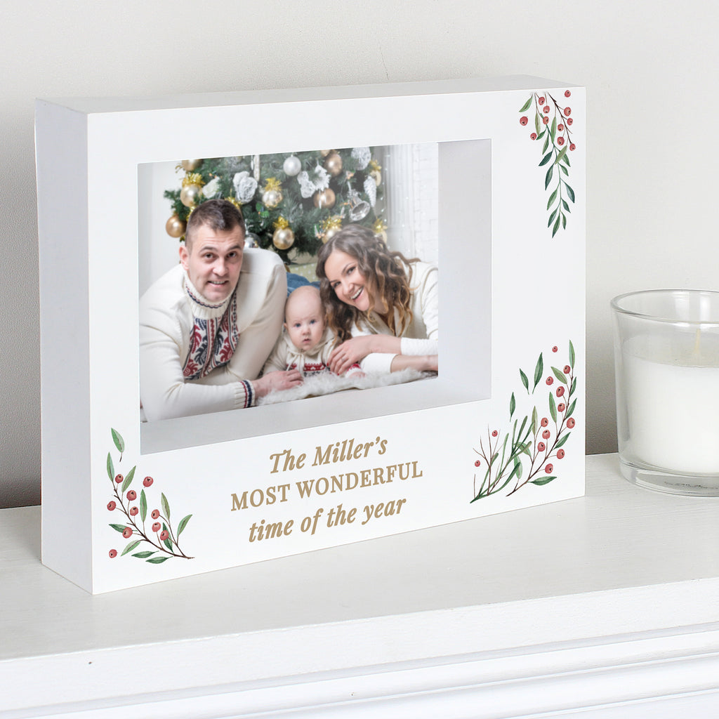 Personalised Christmas Foliage 5x7 Box Photo Frame - Buy Photo Frames, Albums and Guestbooks at GiftMasters.co.uk