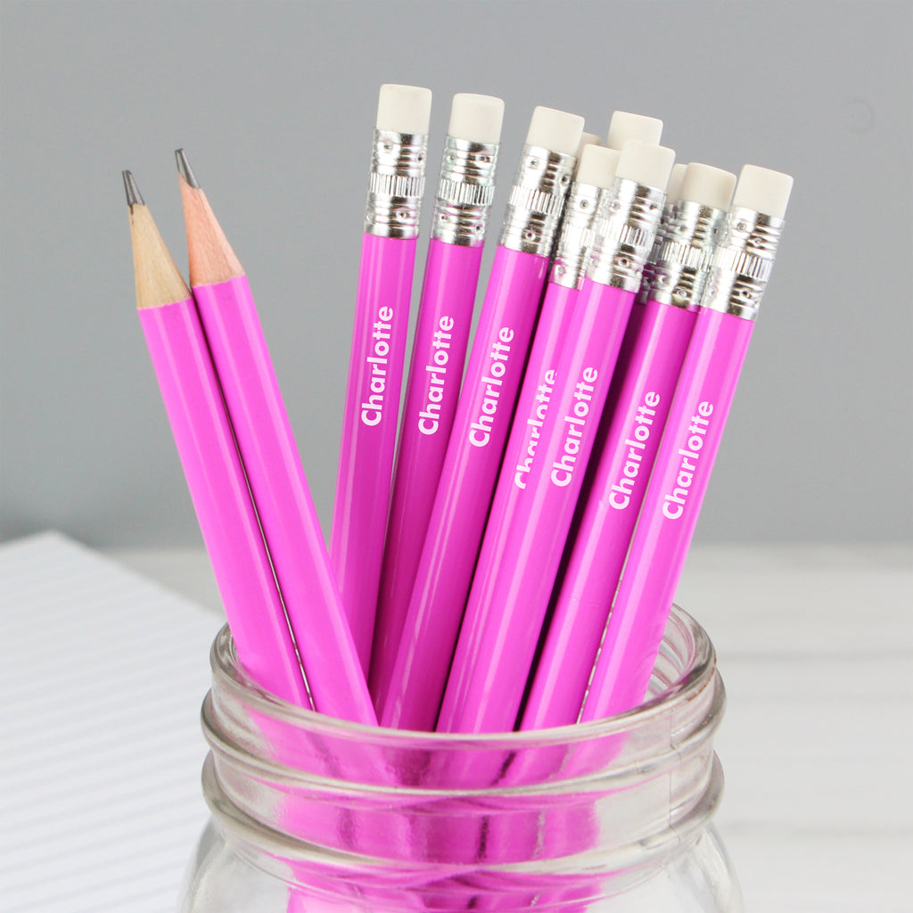 Personalised Name Only Pink Pencils - Buy Stationery & Pens at GiftMasters.co.uk