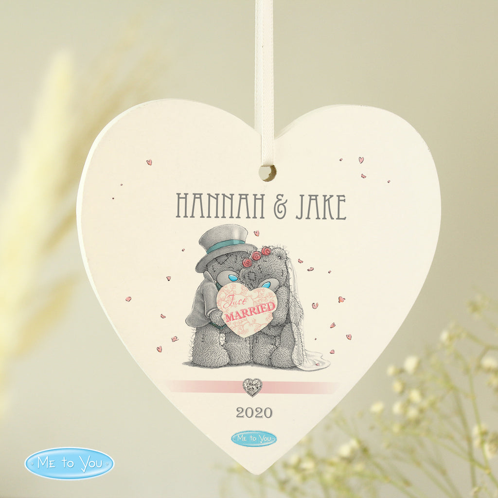 Personalised Me To You Wedding Couple Wooden Heart Decoration - Buy Hanging Decorations & Signs at GiftMasters.co.uk
