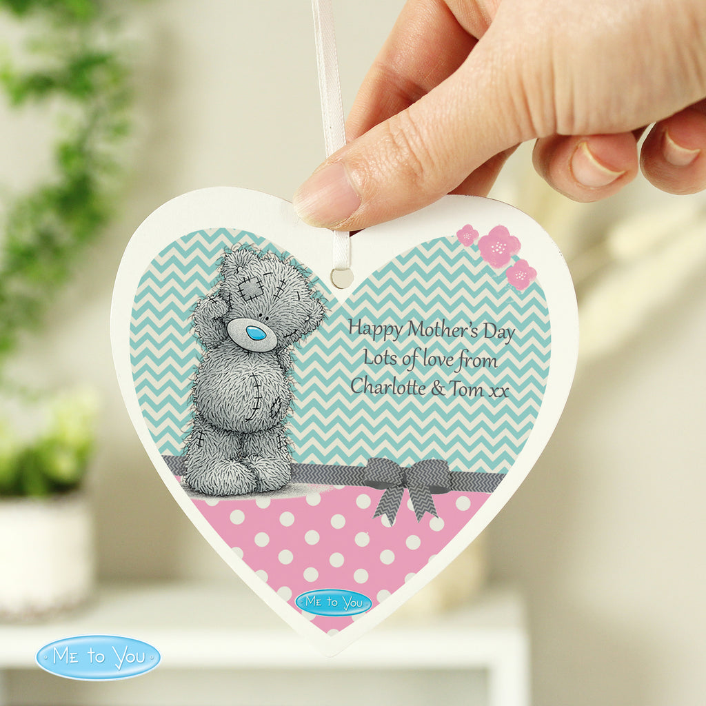 Personalised Me To You Pastel Polka Dot for Her Wooden Heart Decoration - Buy Hanging Decorations & Signs at GiftMasters.co.uk