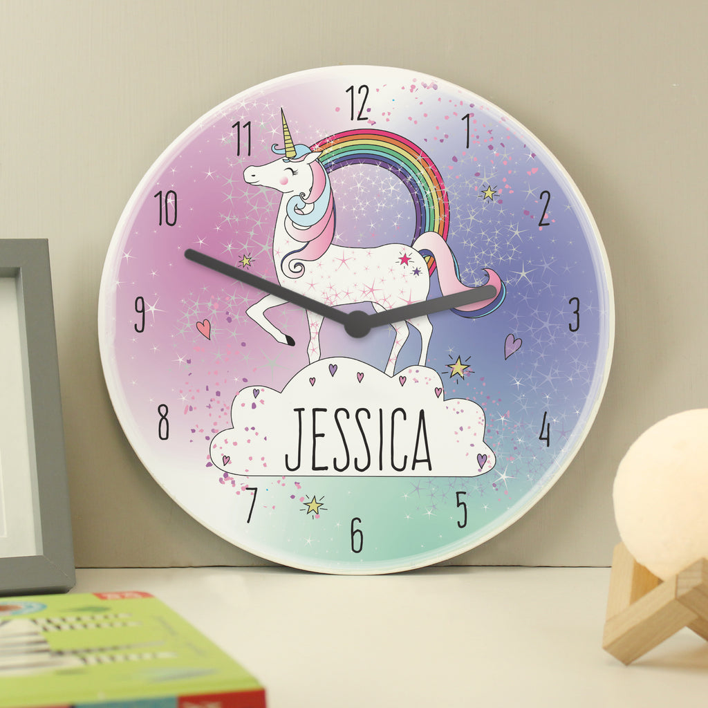 Personalised Unicorn Wooden Clock - Buy Clocks & Watches at GiftMasters.co.uk