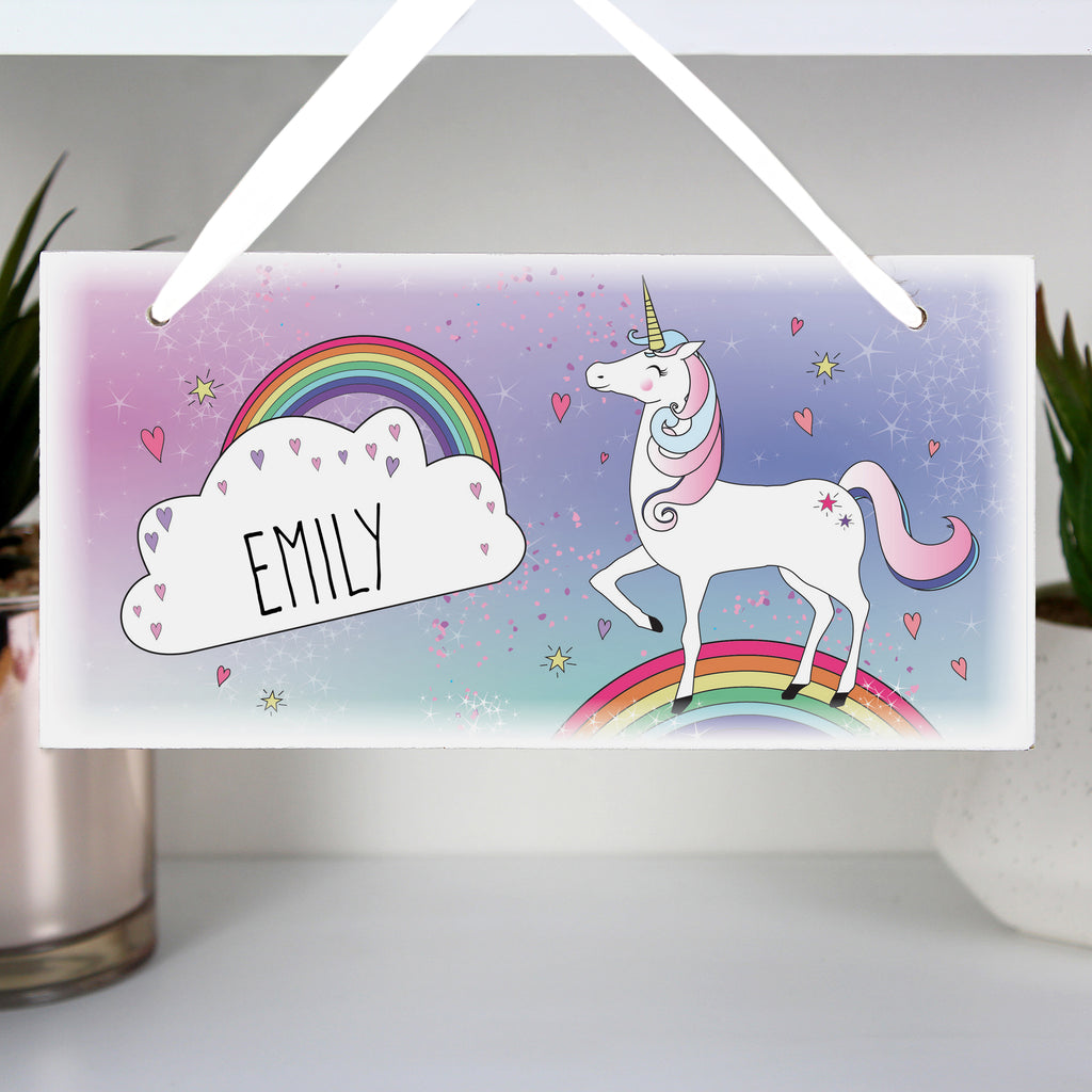 Personalised Unicorn Wooden Sign - Buy Hanging Decorations & Signs at GiftMasters.co.uk