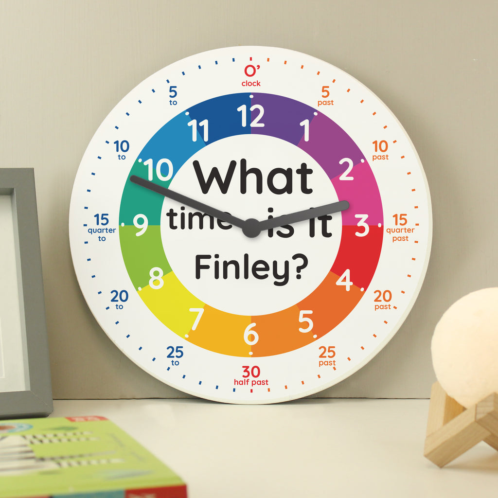 Personalised What Time Is It? Wooden Clock - Buy Clocks & Watches at GiftMasters.co.uk