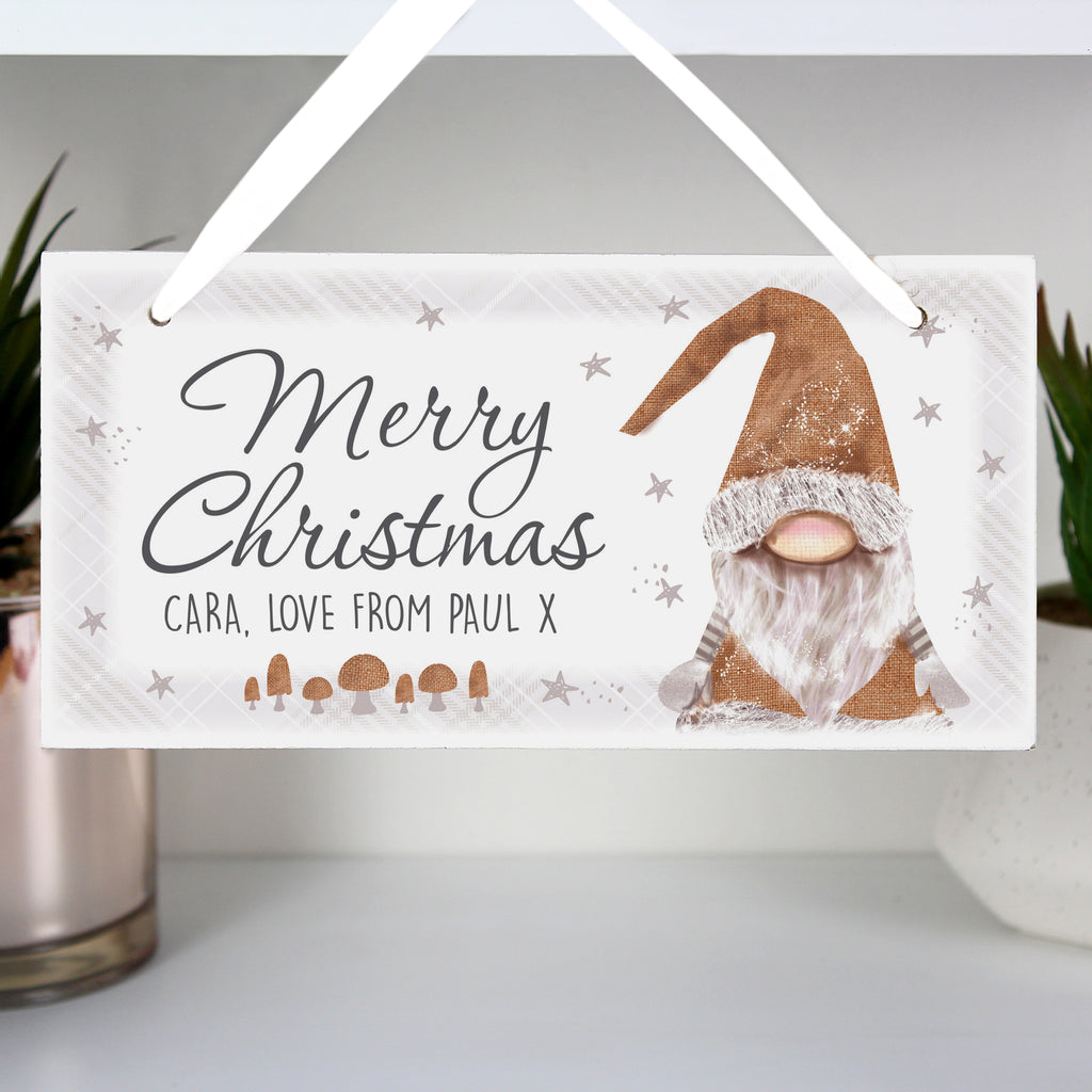 Personalised Christmas Gonk Wooden Sign - Buy Christmas Decorations at GiftMasters.co.uk