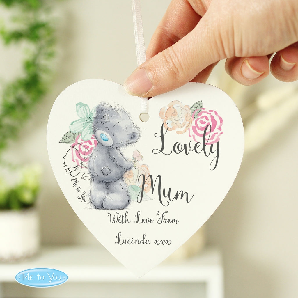 Personalised Me to You Floral Wooden Heart Decoration - Buy Hanging Decorations & Signs at GiftMasters.co.uk