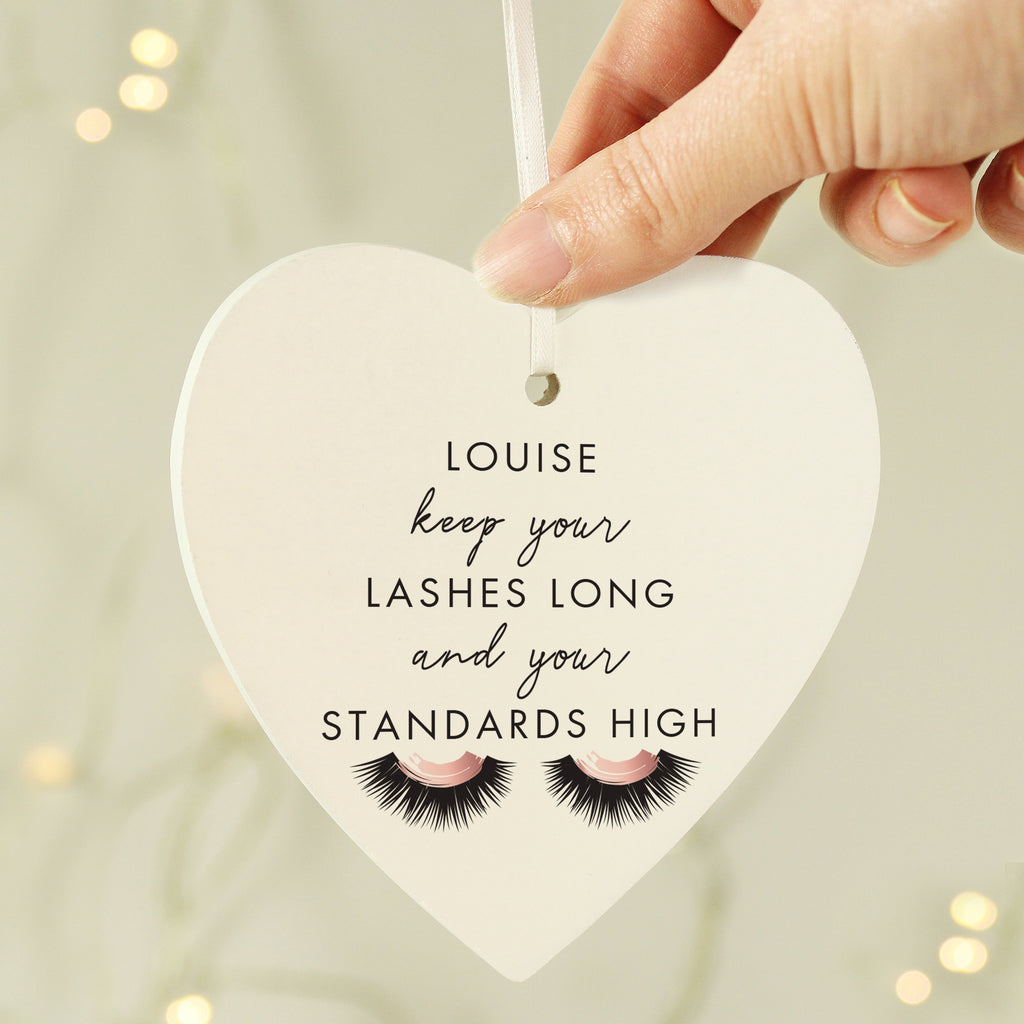 Personalised Eyelash Wooden Heart Decoration - Buy Hanging Decorations & Signs at GiftMasters.co.uk