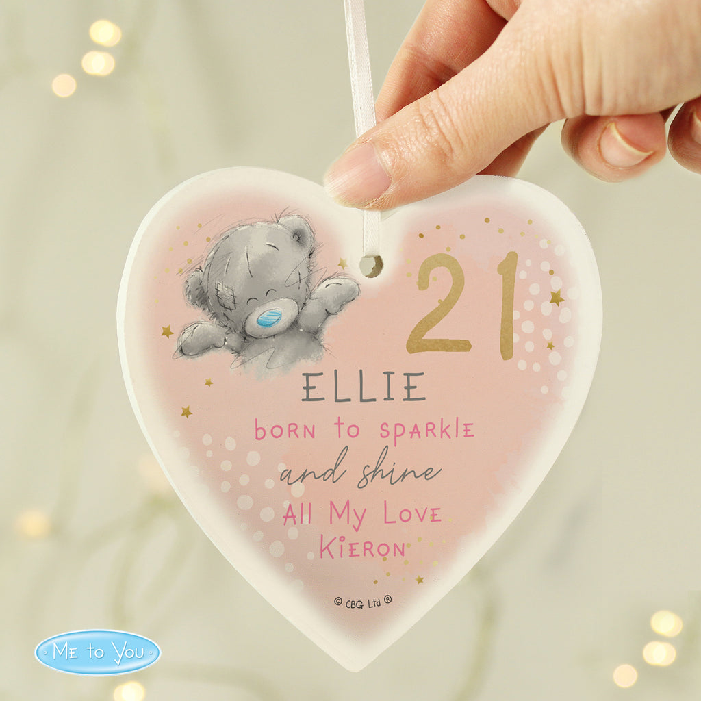 Personalised Me To You Sparkle & Shine Birthday Wooden Heart Decoration - Buy Licensed Products at GiftMasters.co.uk