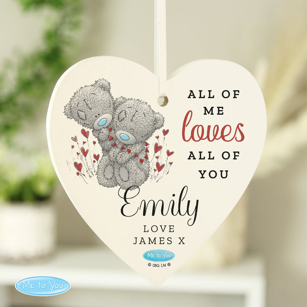 Personalised Me to You Valentine Wooden Heart Decoration - Buy Licensed Products at GiftMasters.co.uk