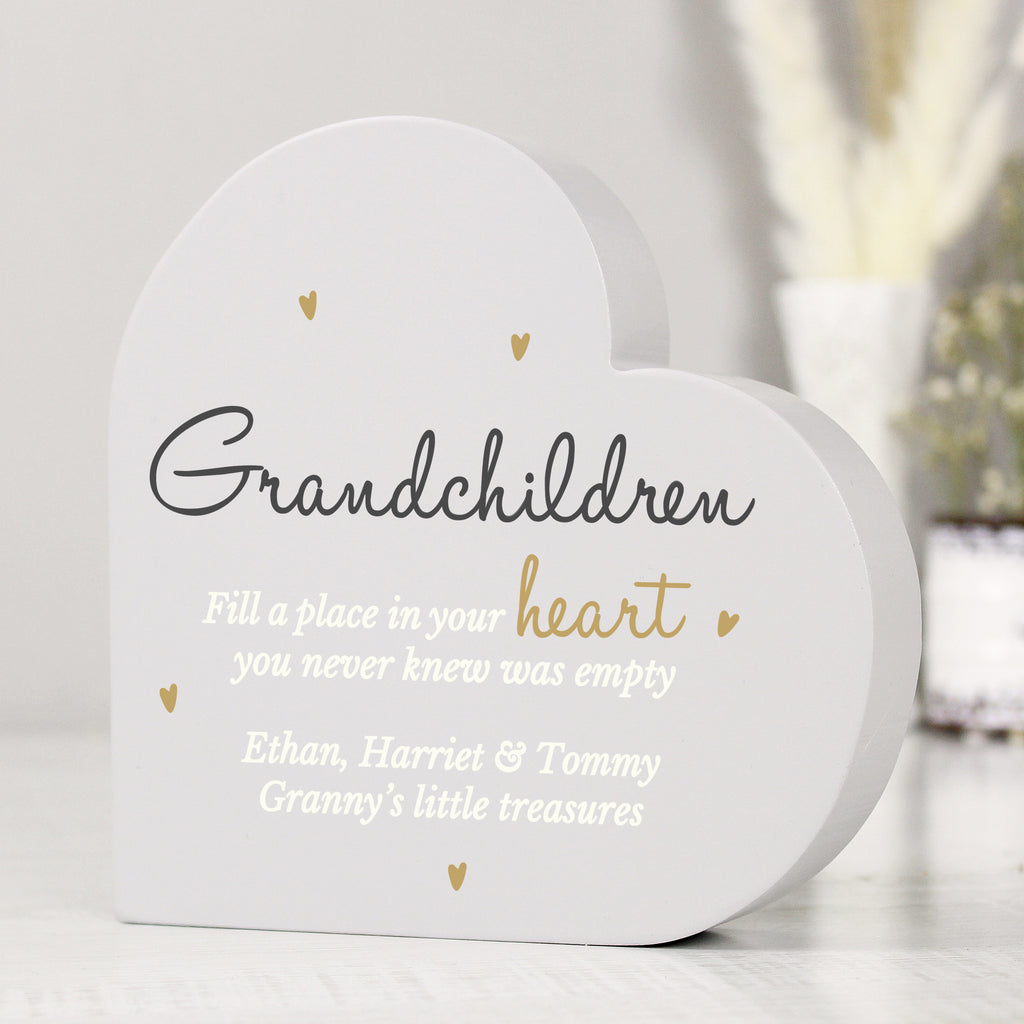 Personalised Grandchildren Free Standing Heart Ornament - Buy Ornaments at GiftMasters.co.uk