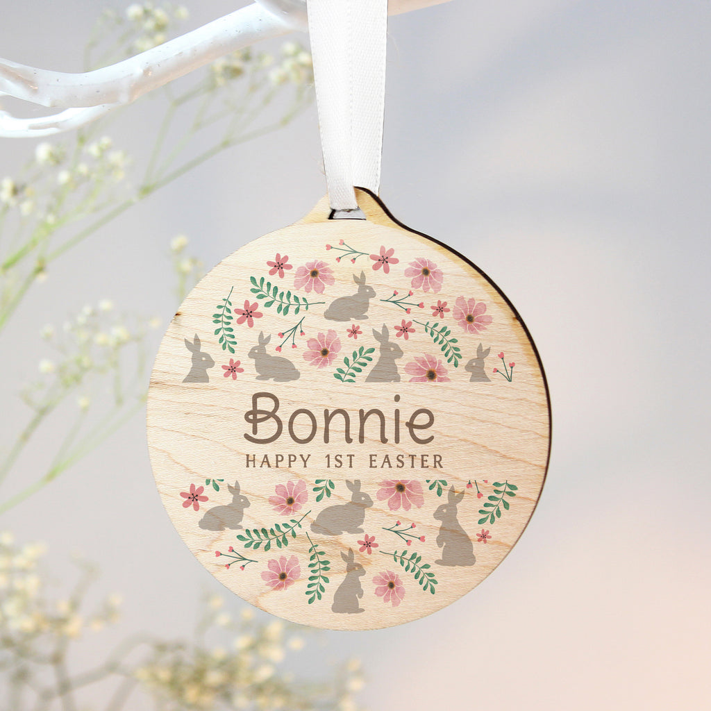 Personalised Floral Easter Tree Wooden Decoration - Buy Hanging Decorations & Signs at GiftMasters.co.uk