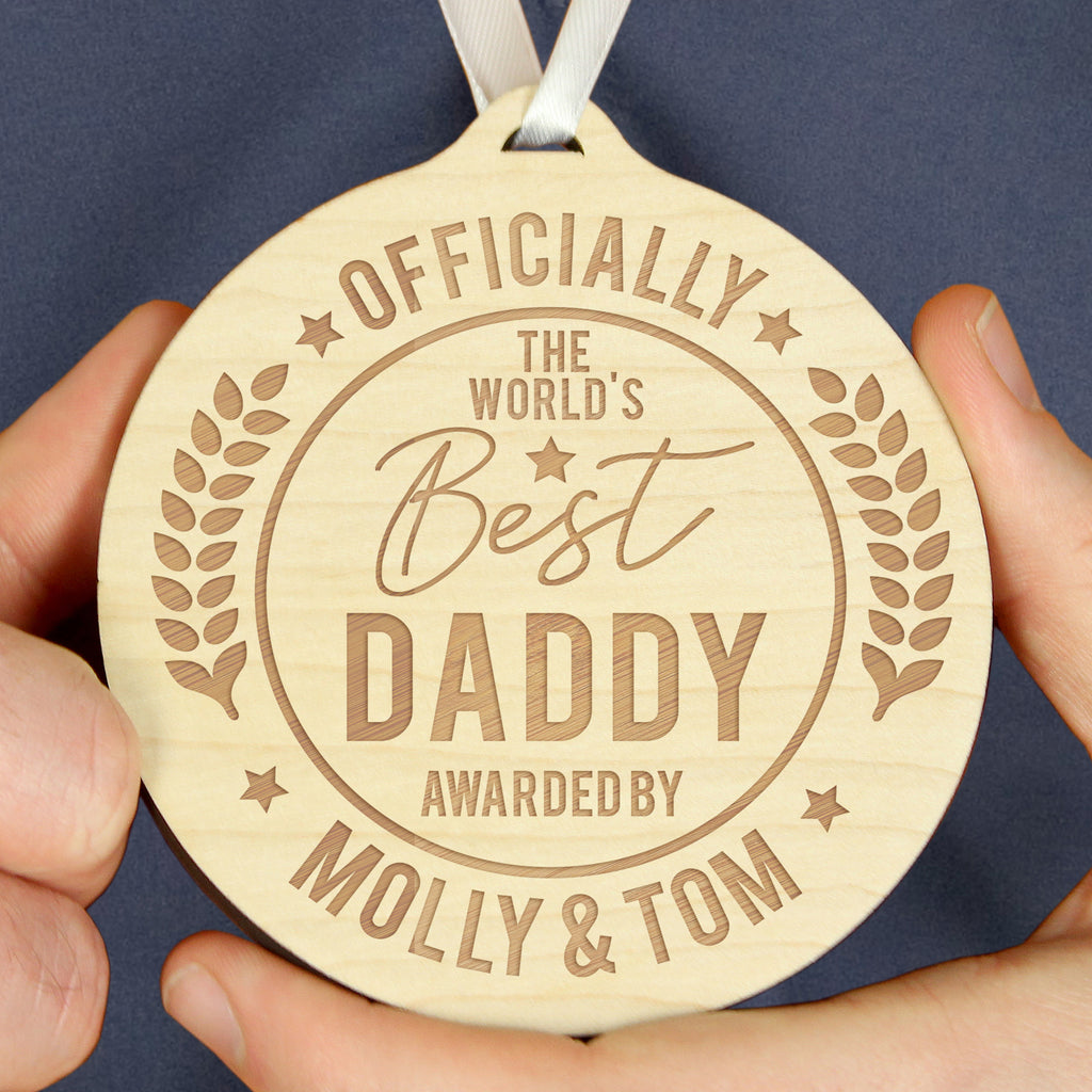 Personalised Officially The Best Round Wooden Medal - Buy Keepsakes at GiftMasters.co.uk