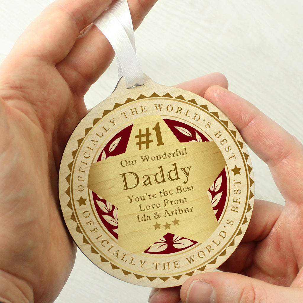 Personalised Number 1 Round Wooden Medal - Buy Keepsakes at GiftMasters.co.uk