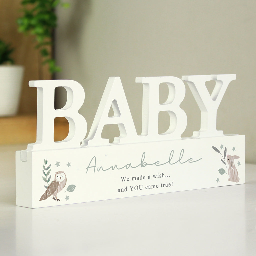 Personalised Woodland Wooden Baby Ornament - Buy Ornaments at GiftMasters.co.uk