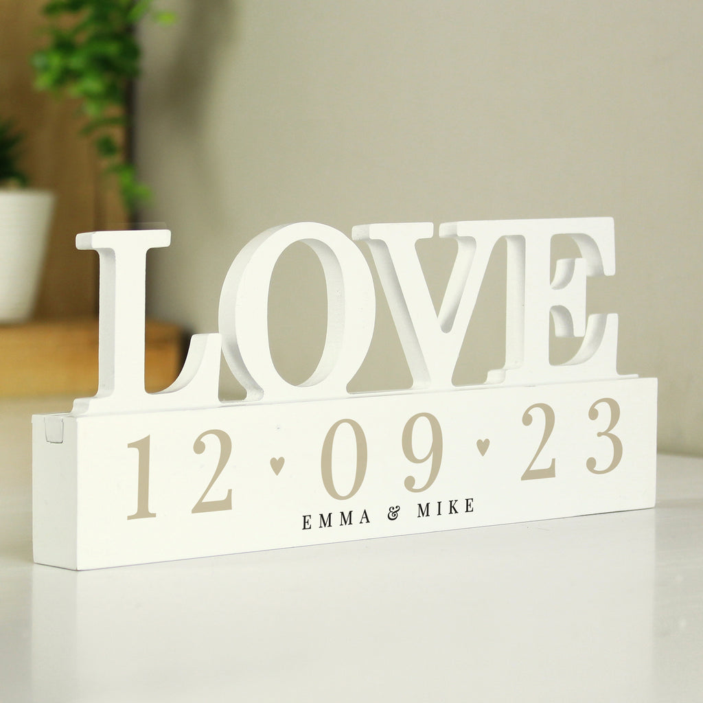 Personalised Special Date Wooden Love Ornament - Buy Ornaments at GiftMasters.co.uk