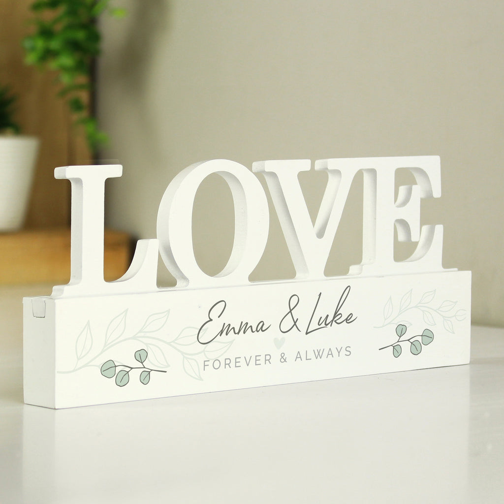 Personalised Botanical Wooden Love Ornament - Buy Ornaments at GiftMasters.co.uk