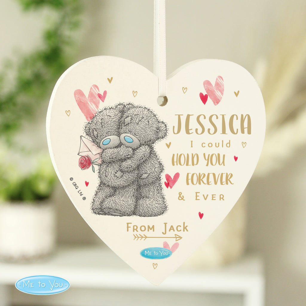 Personalised Me To You Hold You Forever Wooden Heart Decoration - Buy Hanging Decorations & Signs at GiftMasters.co.uk